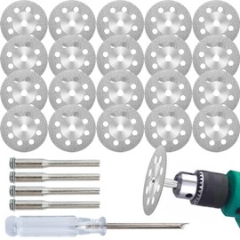 VLYX 545 Diamond Cutting Wheels (20PCS) + 3mm Mandrel (4PCS) for Rotary Tools - Professional-Grade Cut Off Discs for Stone, Glass, Tile, Ceramic Materials
