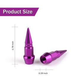 SINGARO 45mm Spiked Aluminum Stem Valve Caps,4PCS Dustproof Tire Wheel Stem Caps for Cars,SUVs,Trucks Bicycles and Motorcycles(Purple)