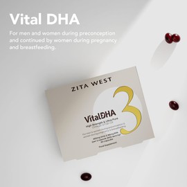 Zita West Vital DHA with Omega 3 + Zinc for Fertility - Essential Multivitamins for Preconception, Pregnancy & Breastfeeding -Three Months Supply (Pack of 3, 3 x 60 Capsules)