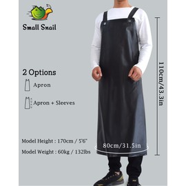 Small snail Waterproof Apron PVC Heavy Duty Apron Oil-Proof BBQ Apron for Men Women Work Apron for Chef Butcher Carpenters Workshop Slaughterhouse Black, Apron