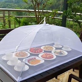 Foldable Food Cover, Mesh Food Cover, Portable Food Shelter, Picnic Supplies, Ideal for Outdoor Picnics, Bbqs & Parties, Containers,  Household Items:_White_1 piece (40cmX60cm/15.74inX23.62in)