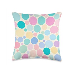 Pastel Colors Palette Patterns Circles Bubble Throw Pillow, 16x16, Multicolor