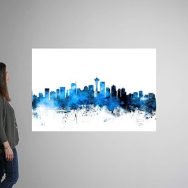 CANVAS ON DEMAND Seattle Washington Skyline Wall Decal, Seattle Artwork