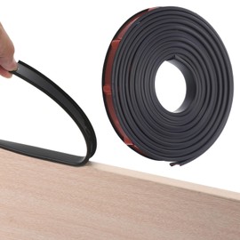 uxcell U-Shape Edge Banding, 16.4ft Self Adhesive Veneer Edging Trim TPE Collapsible Furniture Edge Protector for Cabinet Repair Furniture Restoration(15mm/3/5" Width) Black