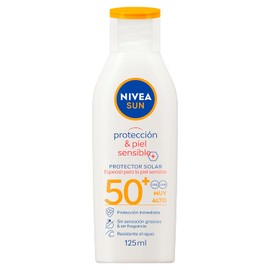 Protector Solar Corporal NIVEA SUN Protección & Piel Sensible FPS 50+ 125Ml, Sin Fragancia