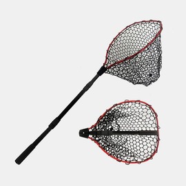 SEASPRO Telescoping Aluminum Alloy Fishing Net - Adjustable Length and Rubber net (Red)