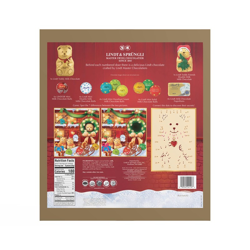 Lindt Holiday Chocolate Teddy Bear Advent Calendar, 4.5 oz.