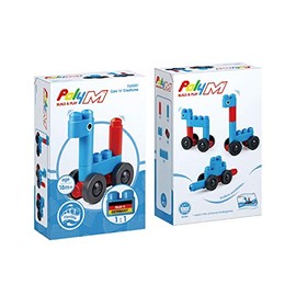 Hape Polym Cars 'n Creatures Building Blocks (6 Piece), Multicolor