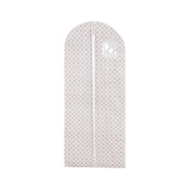 Compactor Dress and Suit Bag with Zip, Mothproof and Breathable Clothes Protector Bag for Wardrobe Storage and Travel, 60 x 137cm Dustproof and Waterproof Dress Bag, Madison Range, Taupe/White