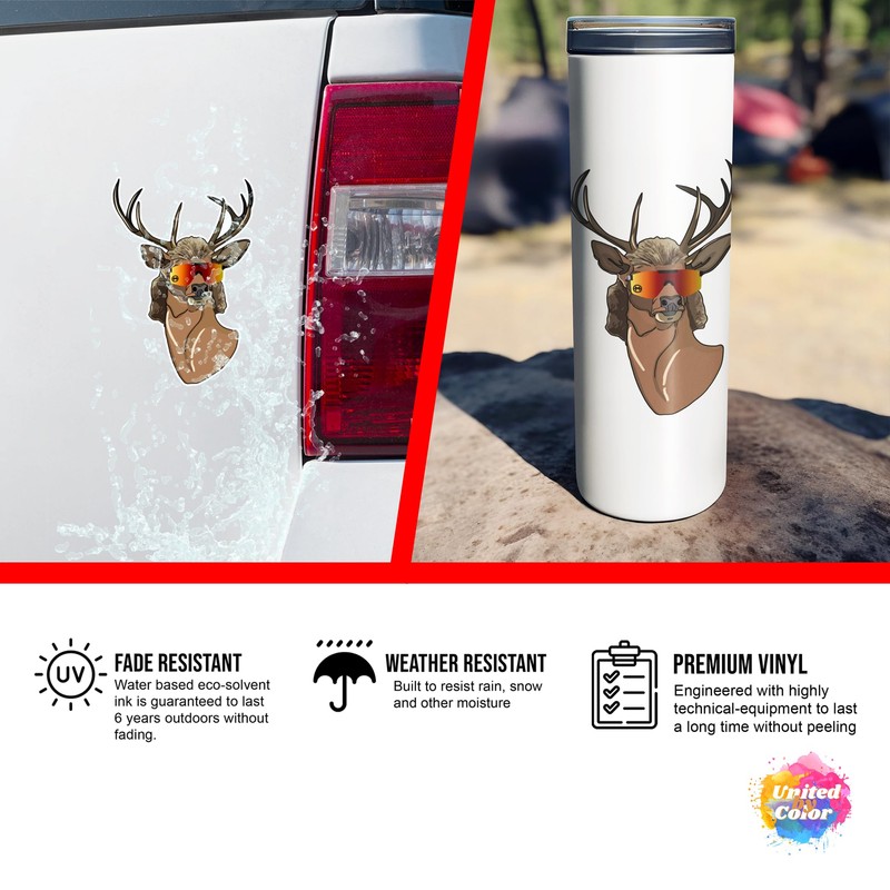 United by Color Deer Mullet Sticker (2Pack) Large 5" -