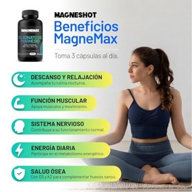 Magnemax Glicinato de Magnesio con Vitamina D3, K2 y MCT Oil, Suplemento Alimenticio, 90 Cápsulas de 650 mg