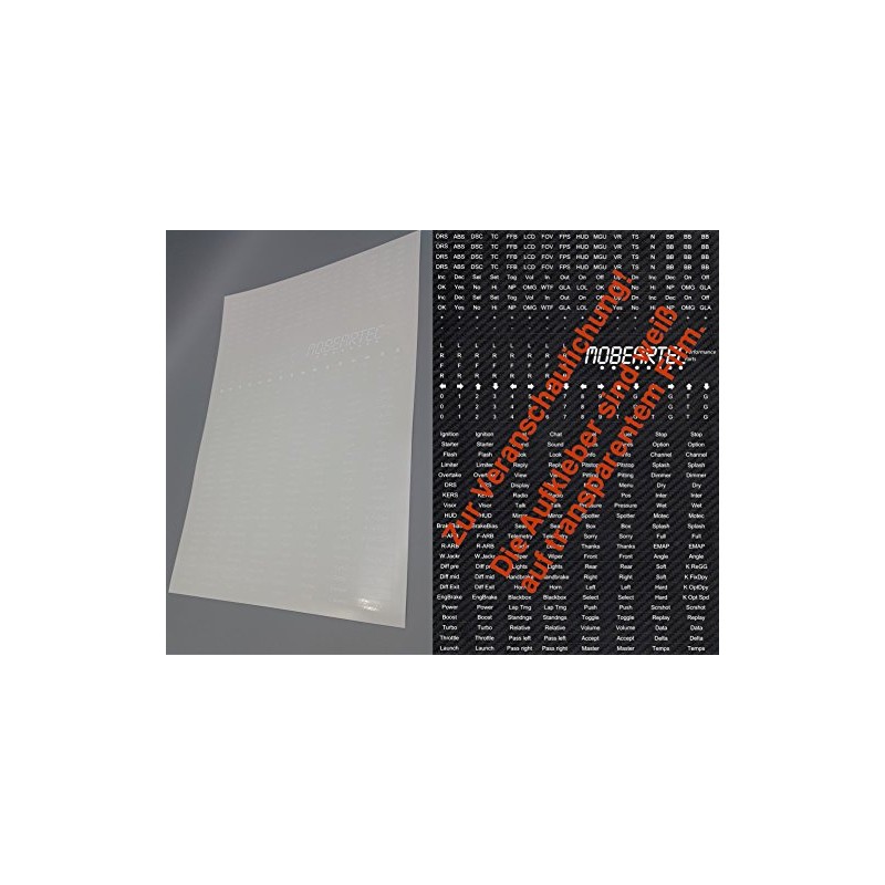 Mobeartec Simracing Button Box Sticker Sheet for iRacing, Assetto Corsa,