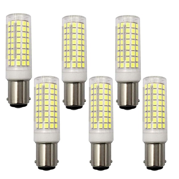 Lxcom Lighting 10W BA15D LED Corn Bulb 6 Pack Dimmable Double Contact Bayonet Base LED Bulb 80W Halogen Bulbs Equivalent JD Type T3 T4 Bulbs Daylight White 6000K 1000LM for Pendant Sewing Machine Bulb