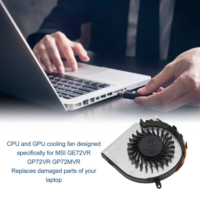 Cooling Fan 4 Pin Aluminum Alloy ABS Easy Replaceable Laptop