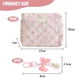 1 Clutch and 1 Bow Pendant, Large Storage Bag, Portable Toiletry Bag, Cute Cosmetic Bag, Travel Accessories, pink, Modern