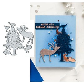 Christmas Starry Forest Winter Metal Die Cuts,Merry Christmas Tree Deer Rabbit Cutting Dies Cut Stencils DIY Scrapbooking Embossing Paper Party Wedding Card Making