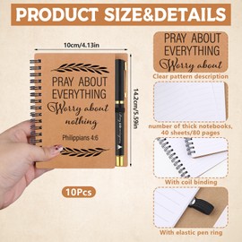 Haiabei 20 Pcs Christian Gifts Bulk with Black Bible Verse Spiral Notebooks Sunday School Prayer Journals Religious Inspirational Scripture Pens for Church Men Women Scripture Prayer Bible Study