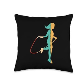 Fitness Jump Rope Gear Apparel Gifts For Beginners Retro Speed Skipping Professional Jump Rope Throw Pillow, 16x16, Multicolor