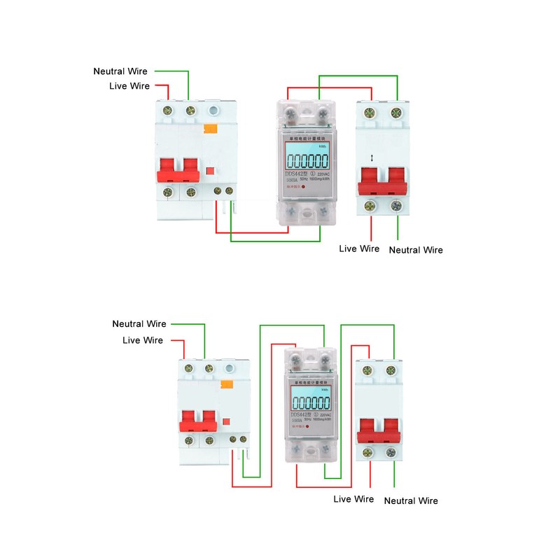 Smart Energy Meter LCD Display Power Consumption Monitor Single Phase