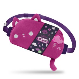 TeeTurtle Unisex Cat Plush Fanny Pack, Purple Thunderstorm Cat, 5 In X 9 In X 2 In US
