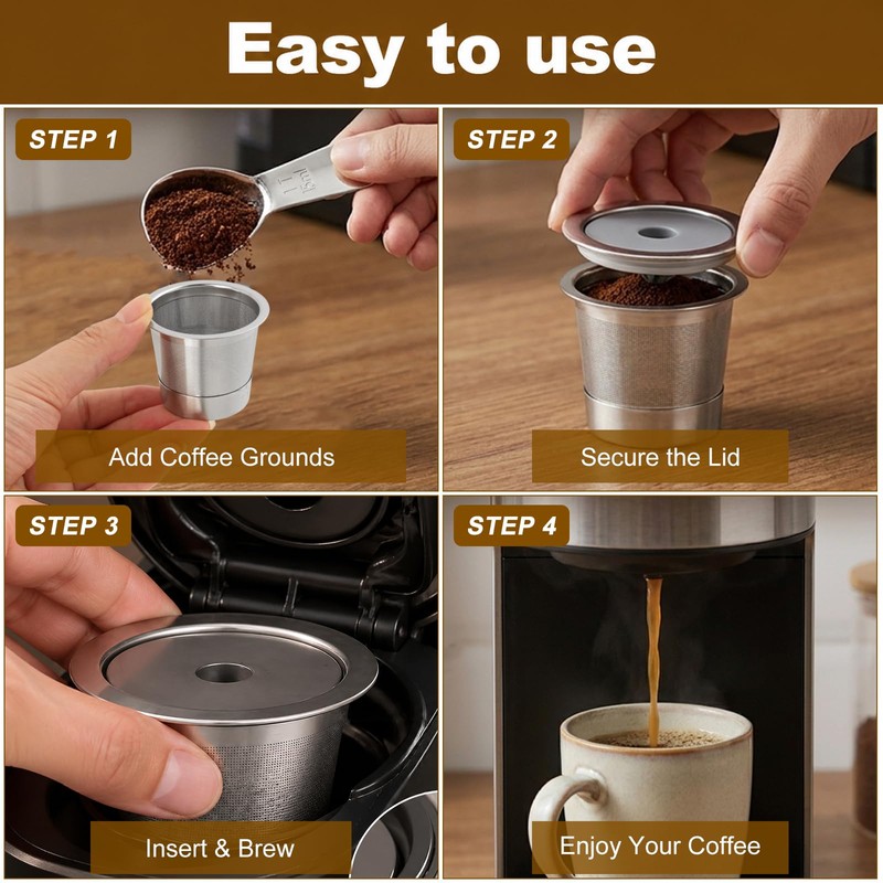 3 Pcs Reusable K Cups and Coffee Pods for Ninja