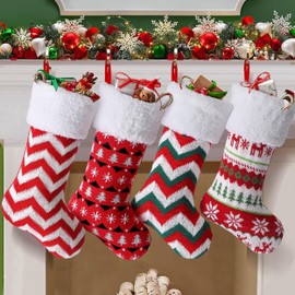 NIBESSER Santa Stocking Set of 4 Large Santa Stocking for Filling Christmas Stocking Gift Bag Christmas Tree Pendant Christmas Decoration