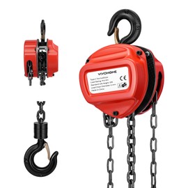 VIVOHOME Chain Hoist 2 Ton 10ft Red, Mini Chain Hoist 4400Lbs, Heavy Duty Pulley Hoist with G80 Manganese Steel Chain, Manual Chain Fall for Garages, Warehouses, and Automotive Tasks
