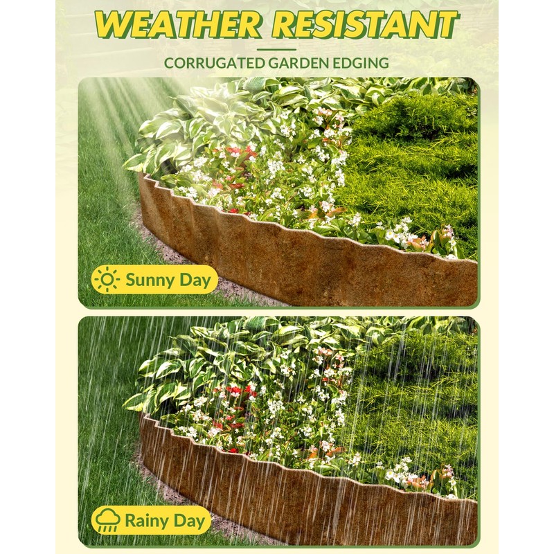 Velway Corrugated Metal Garden Edging - 6" H x 40Ft