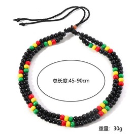 QRH Juneteenth African Beaded Earrings Necklace Set Jamaica African Hoop Earrings Wood Beads Necklace Africa Jewelry Set Black History Month Jewelry Costume Accessory