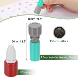 PATIKIL Letter Stamps Self Inking, Character Alphabet X Teacher Initial Ink Stamp Red Ink for Class Notebook Scrapbooking DIY Craft, Green