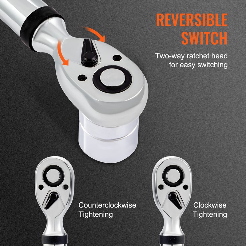 VEVOR Digital Torque Wrench 1/2" Drive(25-250ft.lb/34-340n.m), ±2% Torque Accuracy, 3-Mode