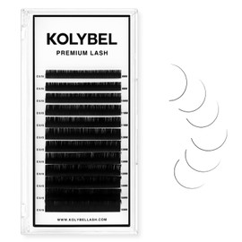 KOLYBEL Classic Lash Extensions 0.15 C CC D DD J B L Curl 13mm Lash Trays Premium Silk Eyelash Extensions Matte Dark Lash Extension for Professional Salon Use (0.15-C-13mm)