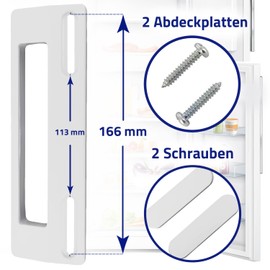 MONTERAL Universal Fridge Handle with Mounting Spacings from 113 to 166 mm Door Handle for Fridge White Suitable for Many Brands