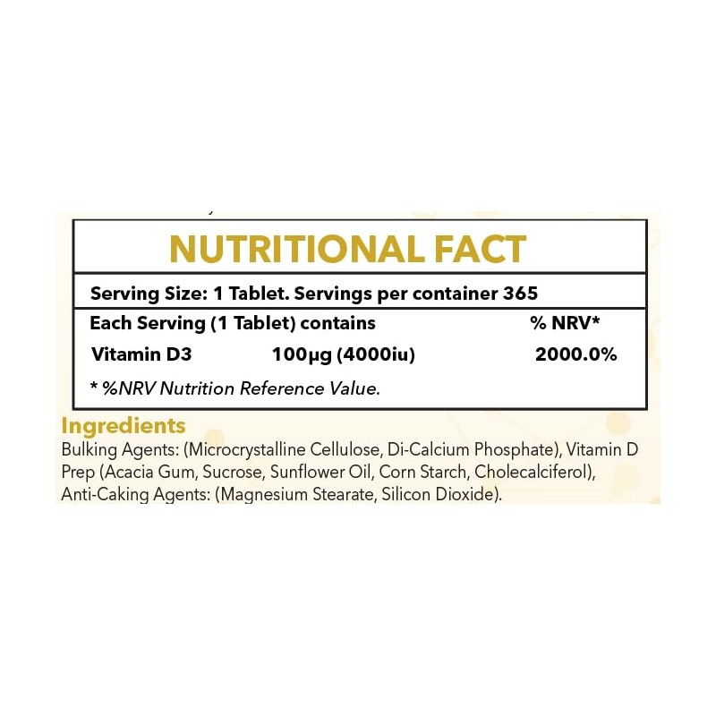 Vitamin D 4000iu - 365 Easy-Swallow Micro Tablets - One