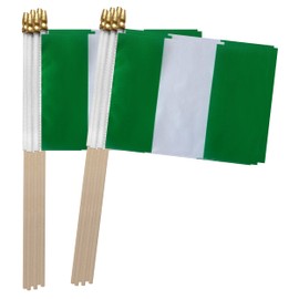 TSMD Nigeria Stick Nigerian Small Mini Hand Held Flags,5x8 Inch,12 Pack