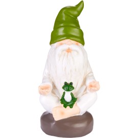 BRUBAKER Garden Gnomes Set Yoga Tree and Cross-Seat, Gnomes with Frog, Zen Garden Figure, Sports Figure, Decoration, Weatherproof for Garden, Campsite, Garden Decoration, Funny White for Outdoor Use