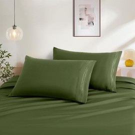 2 Pack Standard Pillow Cases, Microfiber Pillowcases Dark Olive Green Pillow Covers Soft Breathable and Non Shrinking Envelope Pillow Shams 20"X 26"