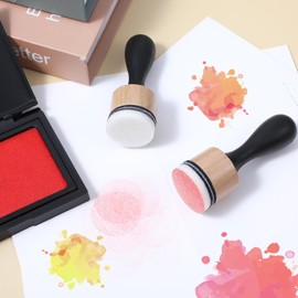 Oruola 2pcs Ink Blending Brushes for Crafts, 46Pcs Ink Blending Tool, 44 Replacement Refill Sponge Domed Foam Pads Art Supplies for Scrapbooking Painting Drawing Art Supplies Distressing Blending