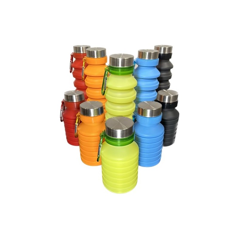 Botella de agua plegable de silicona congelable (negro)