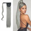 SIMIWALI Kinky Straight Clip In Hair Extensions Ponytail Hairpiece with