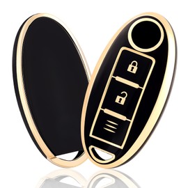 OFF WE GO TPU Car Key Shell Key Cover, Compatible with Nissan New Notebook, Neuto, E-Power, Days, Xtrail, Tiana, Murano, Juke, New Nissan Compatible Smart Key Case, 3 Buttons, multicolor (black /