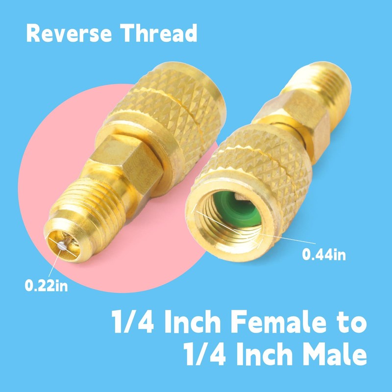 GLOXTED 2Pcs R32 R454B Brass Adapter 1/4 Inch Female to