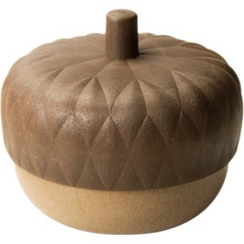 QUALY QL10274-BN Snack Bowl in the Shape of an Acorn Made of Wood Powder and Natural Rubber, Brown, Dimensions: 17.6 x 17.6 x 14.7 cm