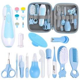 20 en 1 Lima de Uñas para Niños,Mini Molinillo de Uñas Eléctrico Portátil,Bajo Ruido,con Luz Nocturna,Apto para Niños y Adultos (Azul)