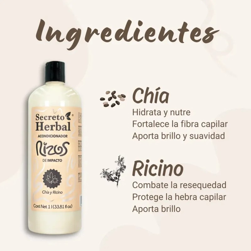Acondicionador Natural Rizos Secreto Herbal Chía Y Ricino 1l