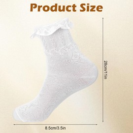 Yuomeaz 1 Pair of Ruffle Socks, White, Lacs Short Costume Stockings, Women, Comfort Cute Crew Socks for Women and Girls, Lolita, Princess Dress