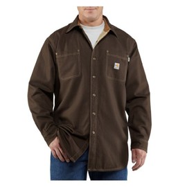 Carhartt Men's Big Flame Resistant Canvas Shirt Jacket, Dark Brown, 4X-Large/Regular