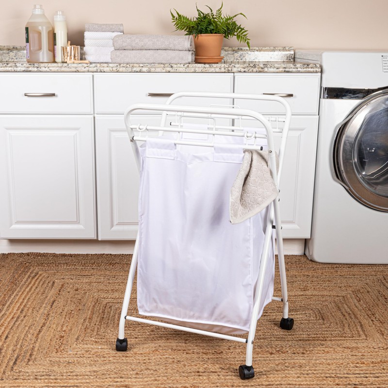 Household Essentials Rolling Laundry Hamper, Heavy Duty Canvas Bag, 2