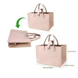 Jrhncy Pack of 2 Felt Bags Shopper, 30 x 20 x 18 cm, Universal Small Felt Bag, Shopping Bag, Foldable Felt Handbag, Carry Bag, Shopping Bag for Storage, Shopping, Travel, Work, Picnic, Green And Khaki