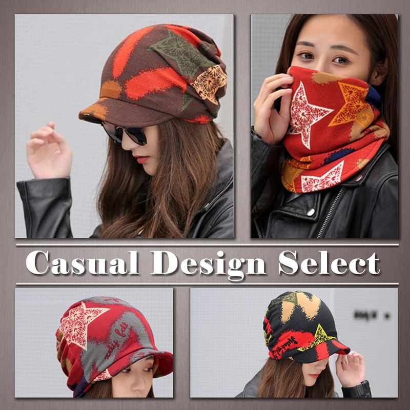 ONE LIMITATION CP099 Women's Knit Hat with Brim Design Cap
